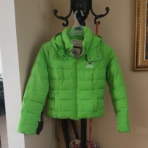 Hollister Kids Or Small Women's  Bright Green Puffer Coat